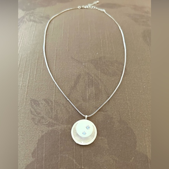 Moon and Stars Gold Medallion Necklace with Blue Gold Beaded Necklace Set- New - Picture 7 of 9